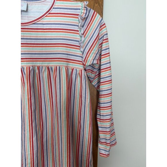James & Lottie Girls Striped Dress Ruffle Detail Sz 10 Rainbow Fall School READ - Picture 5 of 8